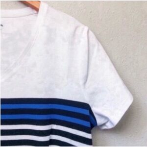 White & Black Striped Classic Short Sleeve Tee Blue